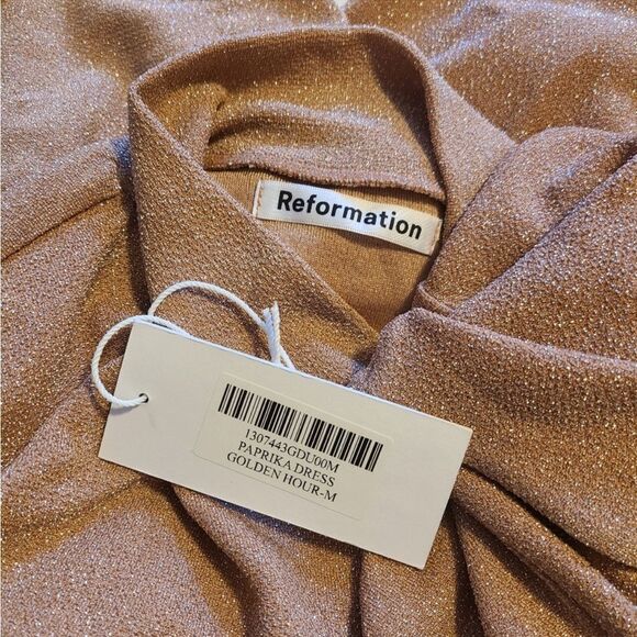 NWT Reformation Paprika Golden Hour Shimmer Sparkle Cocktail Evening Dress - Picture 9 of 13